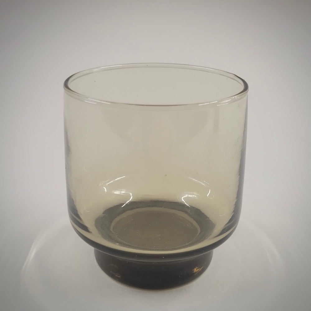 Set of 6. Vintage smoked brown glassware.
